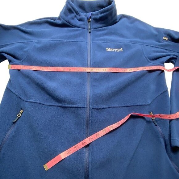 MARMOT Polartec Mock Neck Fleece Full Zip Jacket Outdoors Men Navy Blue XL 13-16 - Picture 3 of 13